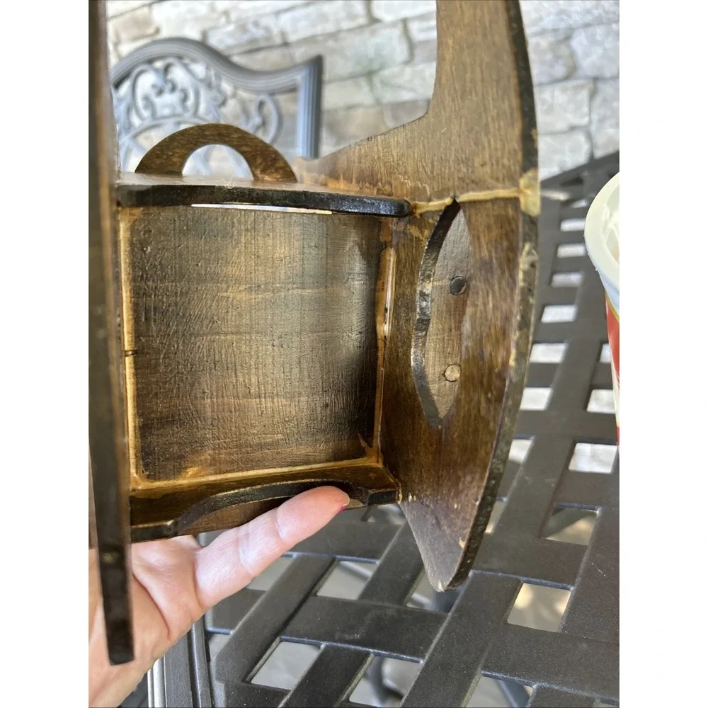 Hand Made‎ Rocking Chair Thread Holder With Bucket Old Buttons Vintage
